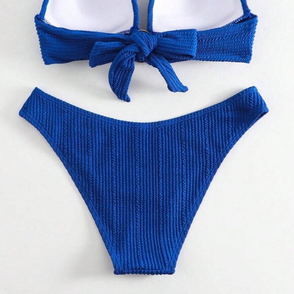 NWOT! Blue Push Up Bikini with Gold Jewels Size Medium - Picture 5 of 9